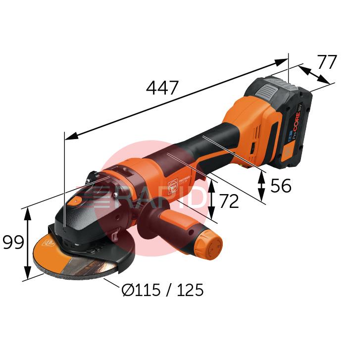 71221961000  FEIN Protago CCG 18-115-12 PD-SEC AS Cordless Angle 115mm 18V Angle Grinder (Bare Unit)